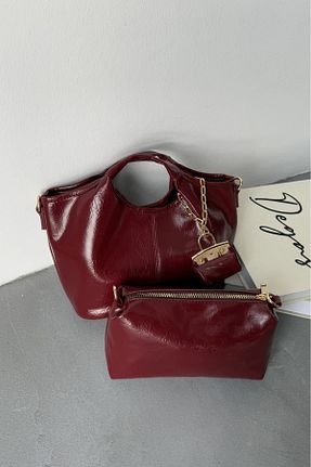 کیف دوشی زرشکی زنانه چرم مصنوعی NBİBAGS - کد 899874761