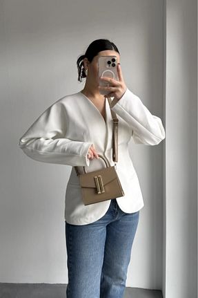 کیف دوشی بژ زنانه چرم مصنوعی NBİBAGS - کد 899881766