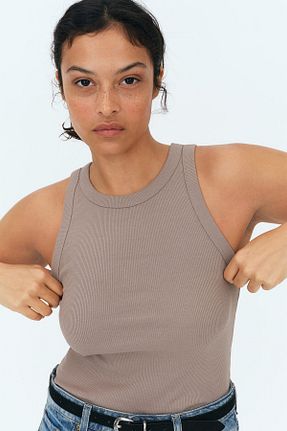 تیشرت طوسی زنانه یقه دوچرخه H&M - کد 900835683