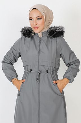 کاپشن طوسی زنانه رگولار Tesettür Dünyası - کد 769853036