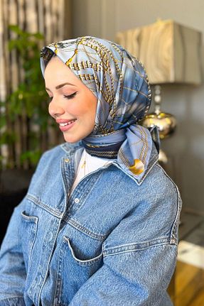 روسری آبی پلی استر Aker - کد 736044322
