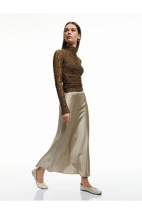 دامن خاکی زنانه ساتن Koton - کد 897646548