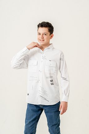 پیراهن سفید بچه گانه رگولار Pi Pengai - کد 901154156
