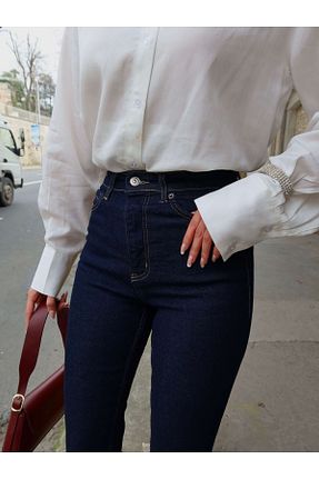 شلوار جین سرمه ای زنانه پاچه اسپانیولی dressmix - کد 900038728