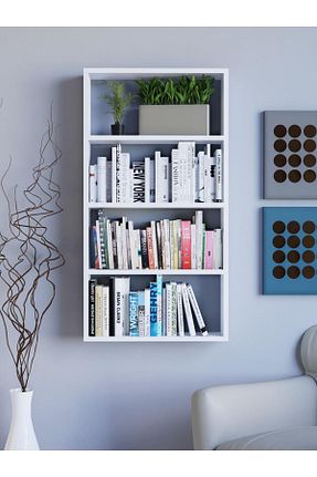 قفسه کتاب سفید 104 سانتی متر Deta Furniture - کد 872190047