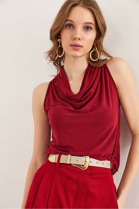 بلوز زرشکی زنانه ساده Olalook - کد 899090453