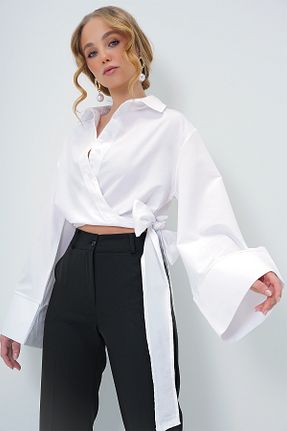 پیراهن سفید زنانه دو سینه Trend Alaçatı Stili - کد 899577917