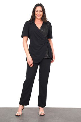 لباس مجلسی سایز بزرگ مشکی زنانه دو سینه Şirin Butik - کد 900089935