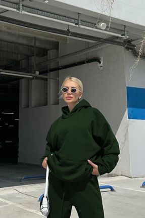 سوئیشرت سبز زنانه ساده YAKAMEL - کد 900084534