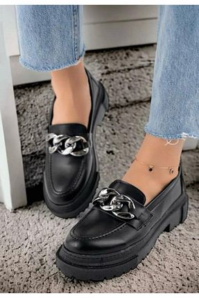 کفش لوفر مشکی زنانه چرم مصنوعی MODA27 - کد 901446271