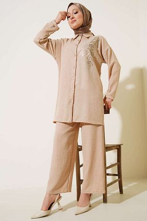 ست بالاتنه و پائین تنه حجاب بژ زنانه Relaxed NİSUM MODA - کد 892359592