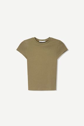 تیشرت خاکی زنانه رگولار Bershka - کد 900176089
