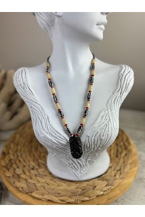 گردنبند جواهر بژ زنانه استخوانی SEDEF TAKI - کد 900182718