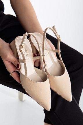 کفش کلاسیک بژ زنانه چرم مصنوعی AYENDE MODA - کد 901342343
