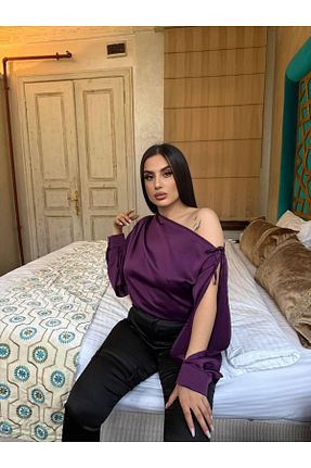 بلوز بنفش زنانه ساده fhk atelier - کد 900228902