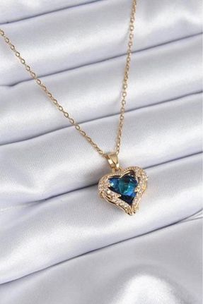 گردنبند استیل ( فولاد ) آبی زنانه استیل ضد زنگ Asef Hediye - کد 900229765