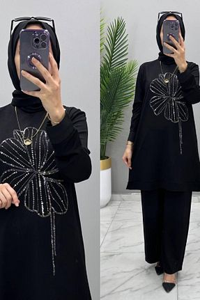 ست بالاتنه و پائین تنه حجاب مشکی زنانه سایز بزرگ Mercan - کد 897519030