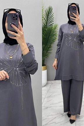 ست بالاتنه و پائین تنه حجاب طوسی زنانه سایز بزرگ Mercan - کد 897518985