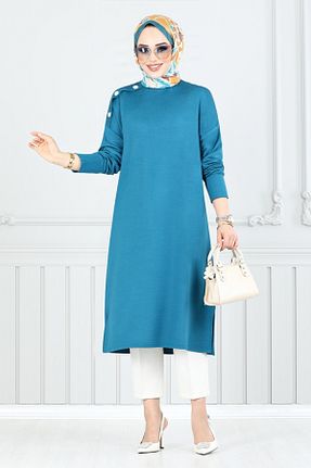 تونیک حجاب آبی زنانه پنبه پلی استر ModaMerve - کد 900281316
