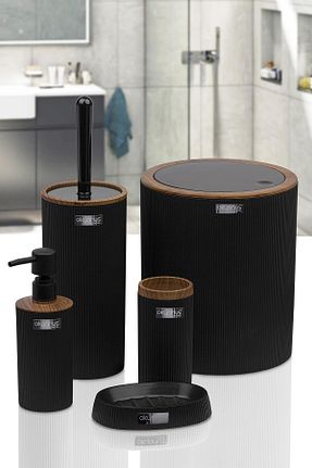 ست حمام مشکی پلاستیک Okyanus Home - کد 666848824