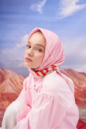 شال صورتی زنانه Poly Twill carell - کد 901442927