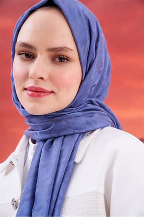 شال آبی زنانه ابریشم carell - کد 755950454
