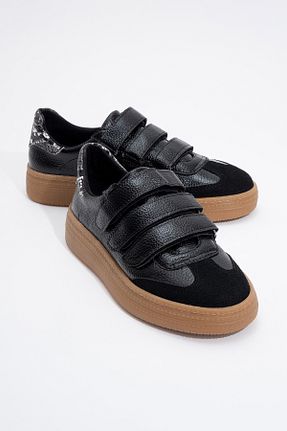 کفش اسنیکر مشکی زنانه چرم مصنوعی luvishoes - کد 900305416