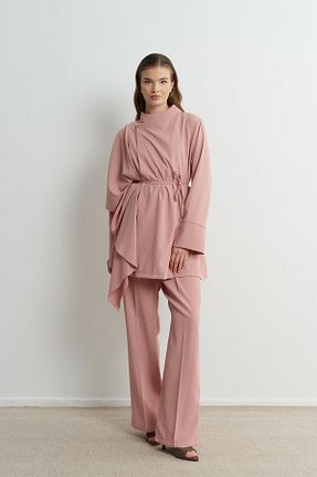ست بالاتنه و پائین تنه صورتی زنانه بافتنی Ahel Tasarım - کد 900305188