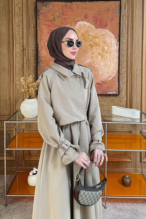 لباس حجاب بژ زنانه رگولار Ahel Tasarım - کد 901525490