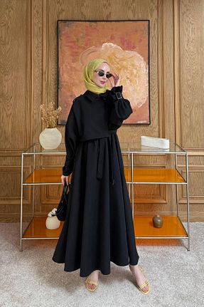 لباس مشکی زنانه بافتنی Ahel Tasarım - کد 901522852