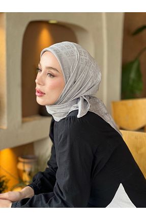 روسری طوسی پنبه ای Modakaşmir - کد 900324779