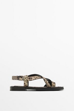 صندل متالیک زنانه پاشنه تخت Massimo Dutti - کد 900333734