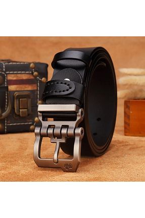 کمربند نارنجی مردانه چرم خالص BISON DENIM - کد 41030065