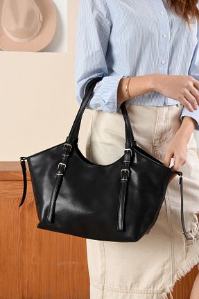 کیف دوشی مشکی زنانه چرم مصنوعی ESTUTE - کد 900389195