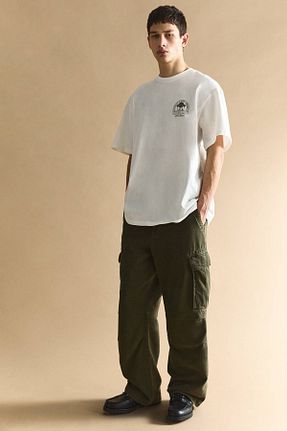 شلوار سبز مردانه پنبه ای Pull & Bear - کد 900388637