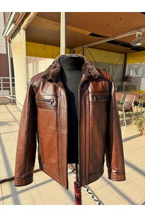 کاپشن قهوه ای مردانه Relaxed Şahan Deri Denizli - کد 883648260