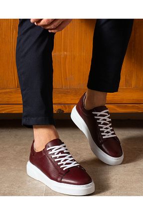 کفش اسنیکر زرشکی مردانه چرم اصل Refredo shoes - کد 900383788