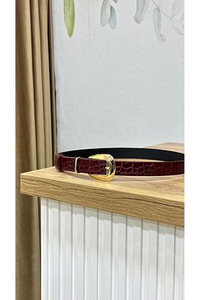 کمربند زرشکی زنانه چرم مصنوعی MUJGANERDOGANDESIGN - کد 900383402