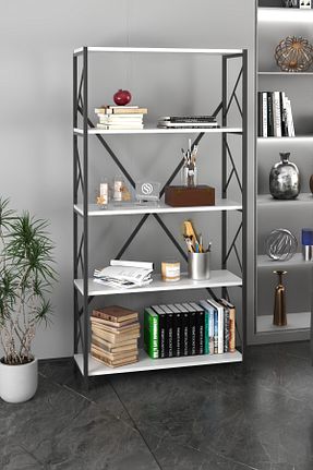 قفسه کتاب سفید 180 سانتی متر DizaynMotion - کد 901756833
