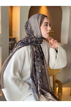 شال قهوه ای زنانه پنبه ای Modakaşmir - کد 901814129