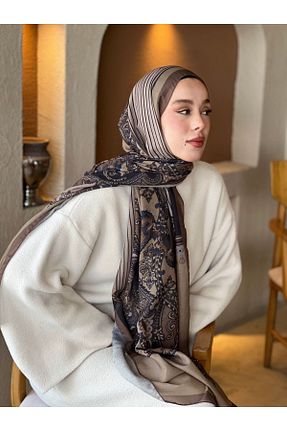 شال قهوه ای زنانه پنبه ای Modakaşmir - کد 901814129