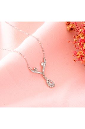 گردنبند نقره طوسی زنانه 925 عیار TAYFUNSİLVER - کد 900413024