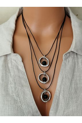 گردنبند جواهر مشکی زنانه چرم LemaStone - کد 900433297