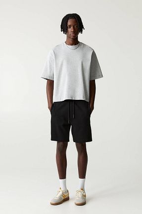 شلوارک و برمودا مشکی مردانه پنبه ای Pull & Bear - کد 900413766