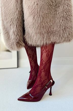 کفش پاشنه بلند کلاسیک زرشکی زنانه فلزی POLKA STORE - کد 900462393