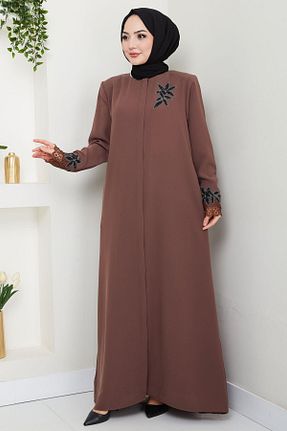 مانتو بلند حجاب قهوه ای زنانه hafsamina - کد 900451661