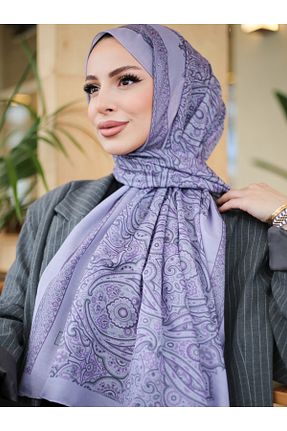 روسری بنفش پنبه پلی استر efdal şal eşarp - کد 900487518