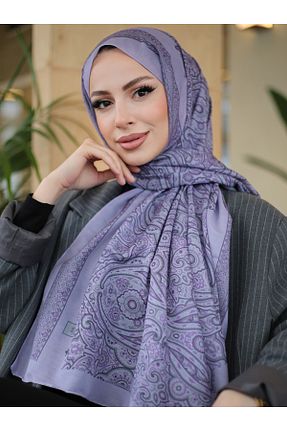 روسری بنفش پنبه پلی استر efdal şal eşarp - کد 900487518