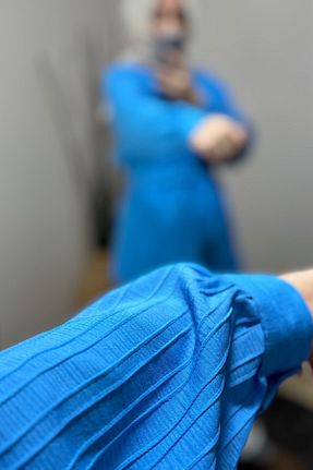 پیراهن حجاب فیروزه ای زنانه رگولار HİFADEN - کد 888981923