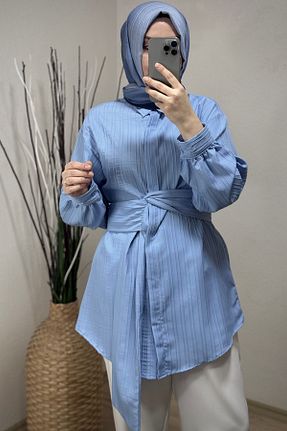 پیراهن حجاب آبی زنانه رگولار HİFADEN - کد 871530932
